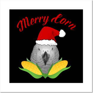 African Grey Parrot Holiday Christmas Santa Posters and Art